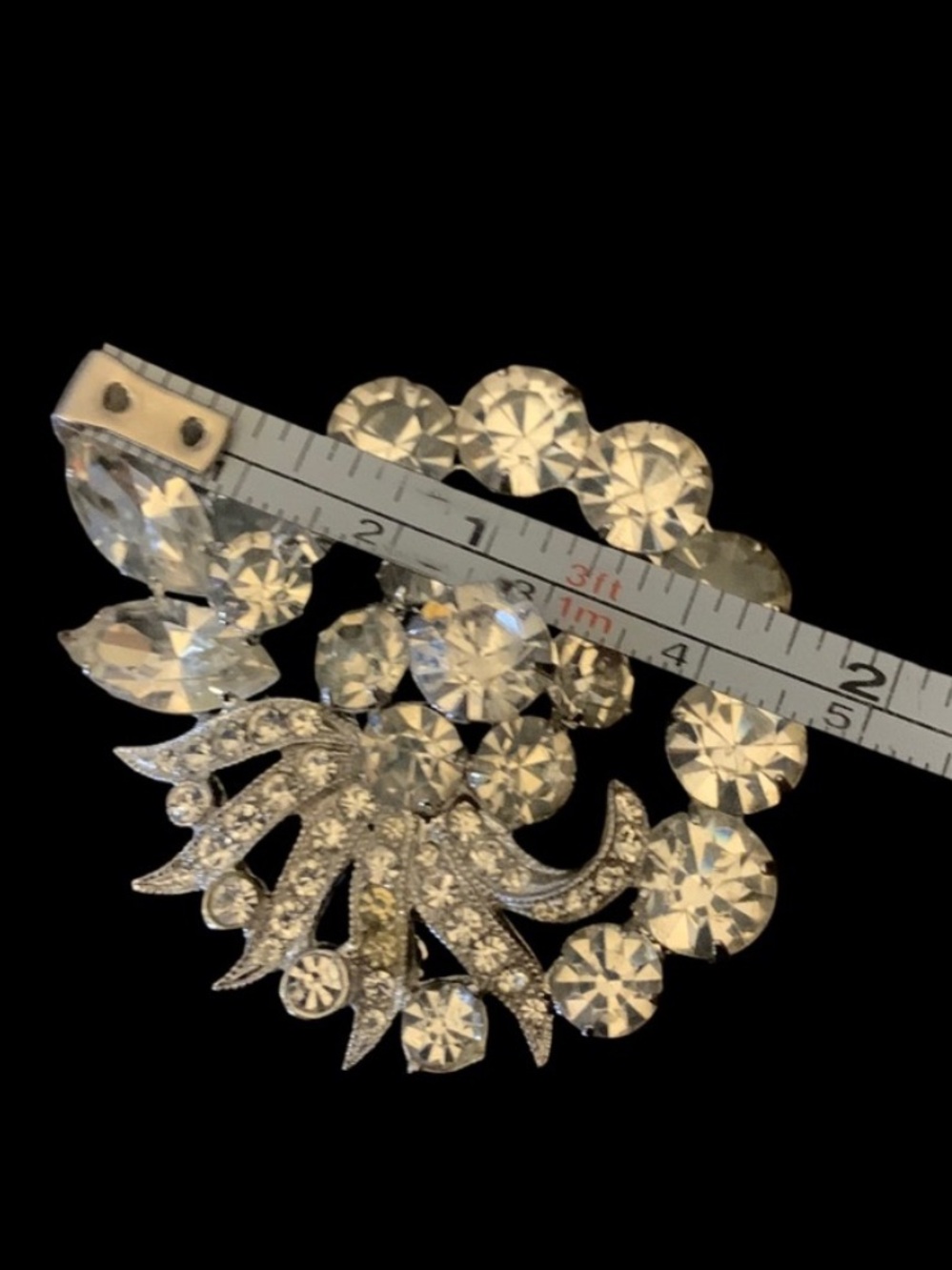 Eisenberg Clear Crystal Rhinestone Brooch Pin Rhodium Vintage. - Picture 8 of 10